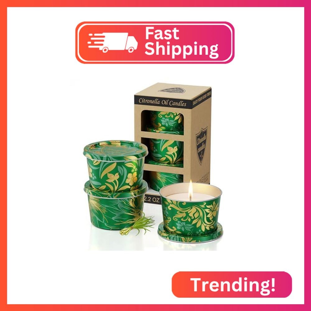 Citronella Candles Outdoor for Patio-3pcs Natural Soy Wax Portable Citronella Oi