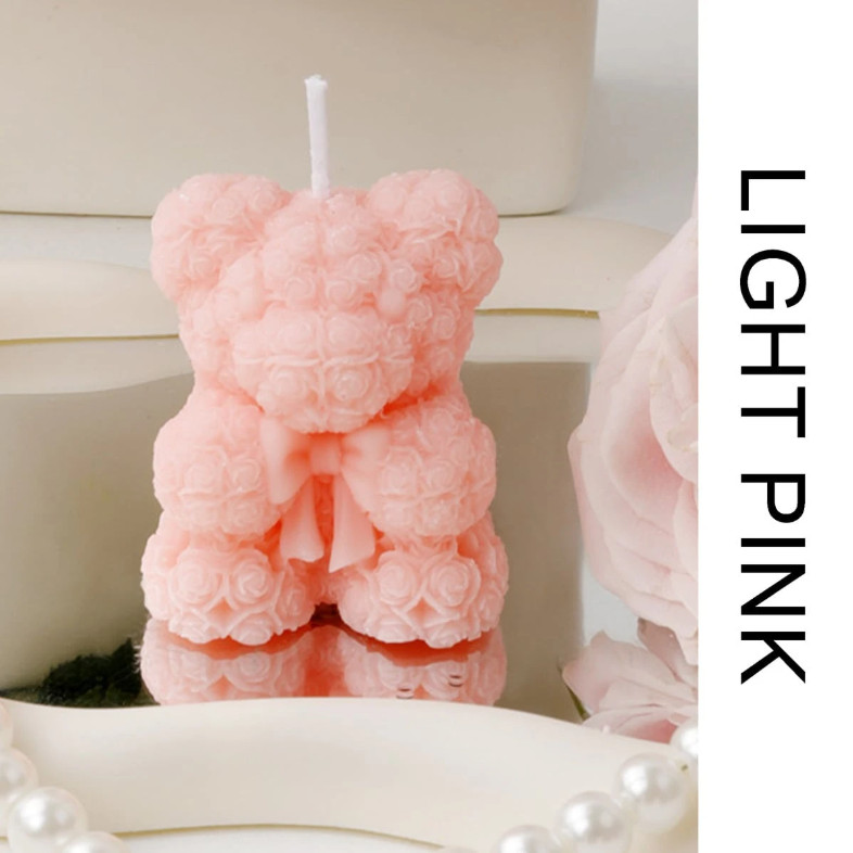 1pc Valentines Rose Bear Candle Aromatherapy Lovely Decoration Partner Hand Gift