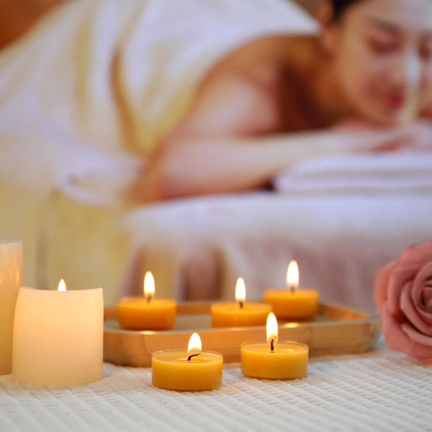 48 Packs Beeswax Tealight Candles- 4 Hour Burn Time Beeswax Candles- Burn