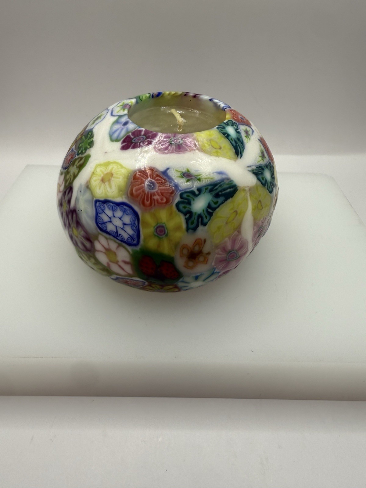 The Museum Company Millefiori Art Candle embedded in Wax w/box Vintage NEW