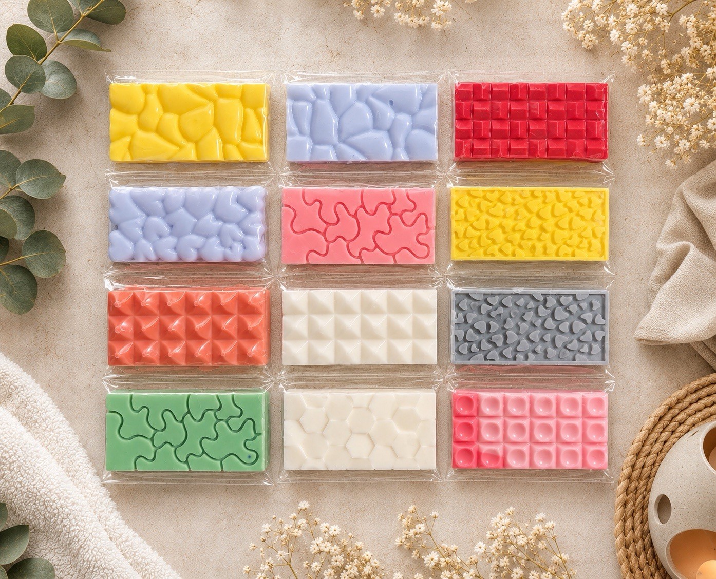 Wax Melt, 12 Mini Snap Bar Samples, Sample Wax Melts Flameless Candles, Set D