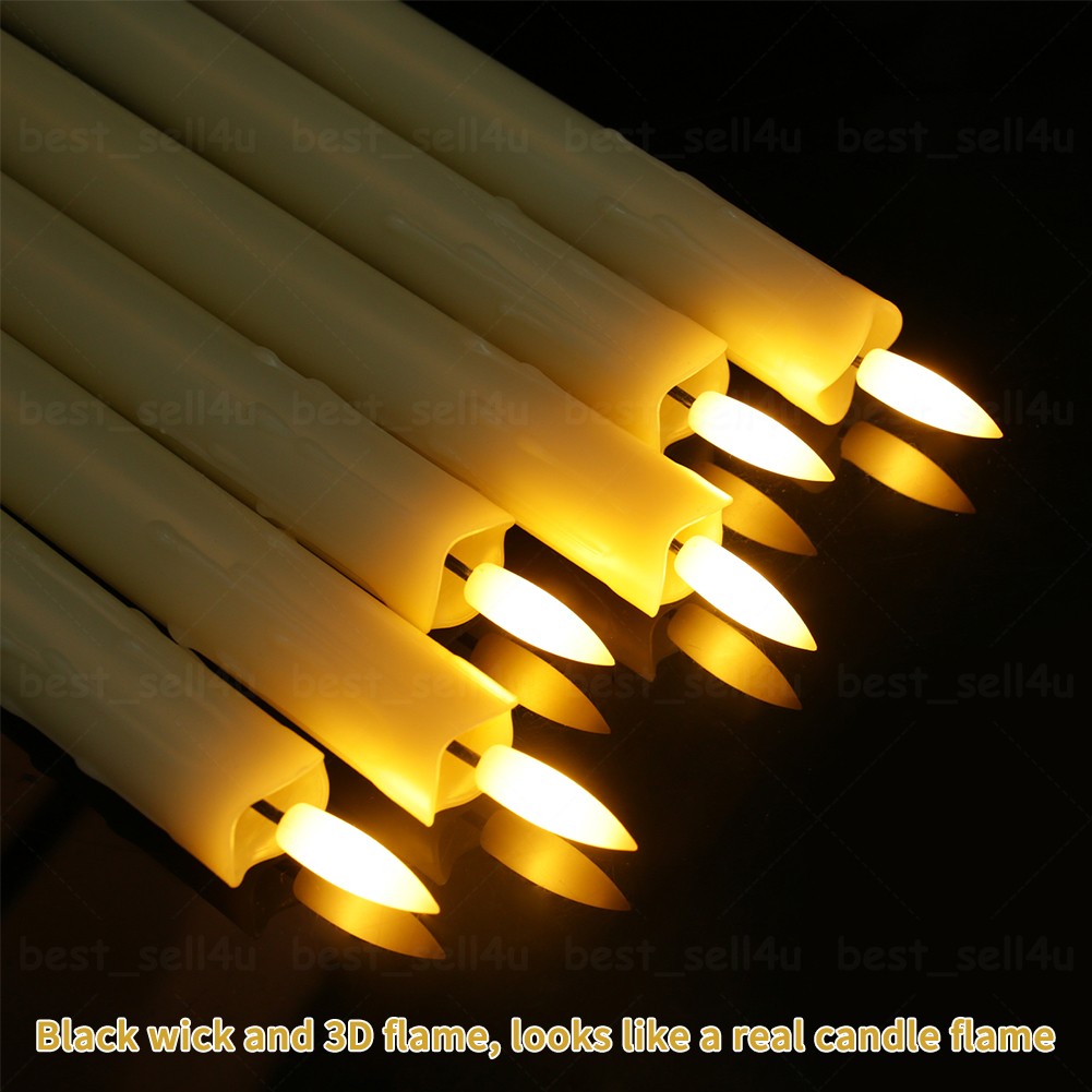 6pcs Flameless Flickering Electric LED Taper Candles Lights with Timer Remote