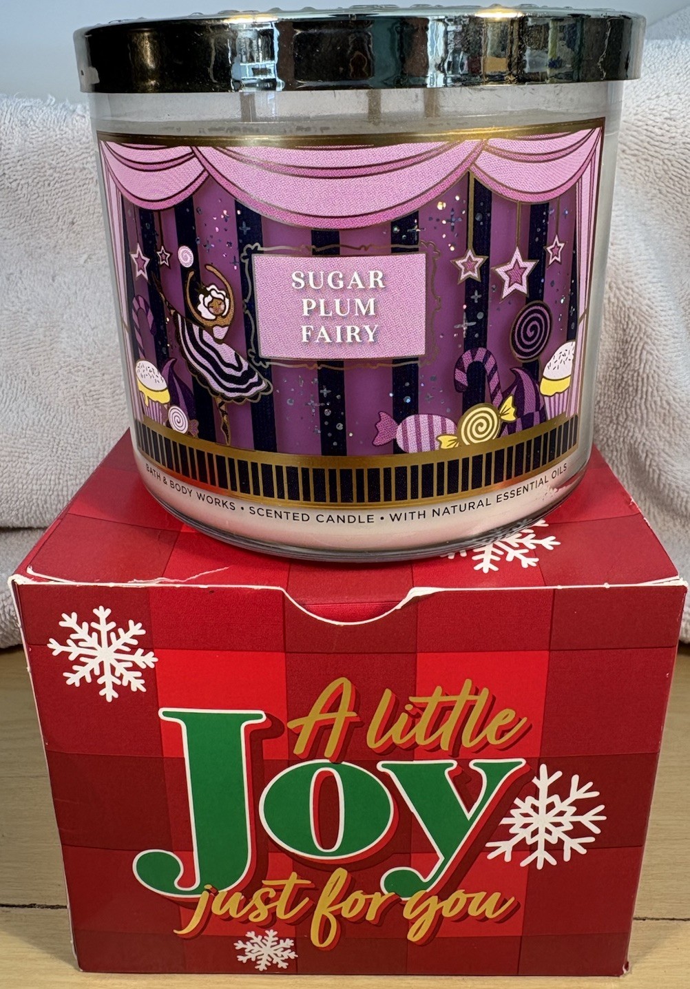 Bath & Body Works 3-Wick Scented Candle Sugar Plum Fairy 14.5 Oz Essential Oils