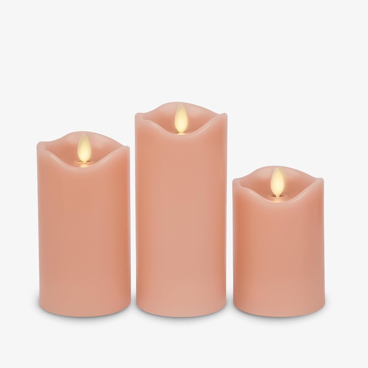 Matchless Candle Co. by Luminara Set of 3 (3″ x 4.5″,5.5″,6.5″) Pastel Pink