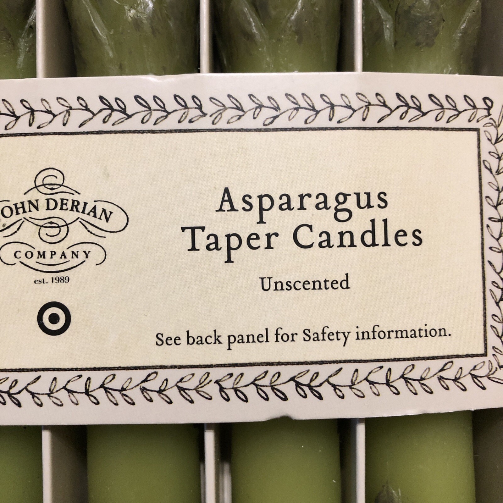 4pk Unscented Asparagus Green Taper Candles John Derian for Target New in Box