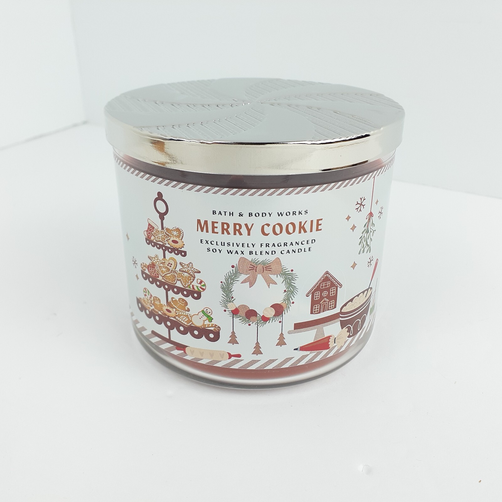 Bath & Body Works Merry Cookie Scented 3 WICK CANDLE Burns 25-45 Hrs 14.5oz