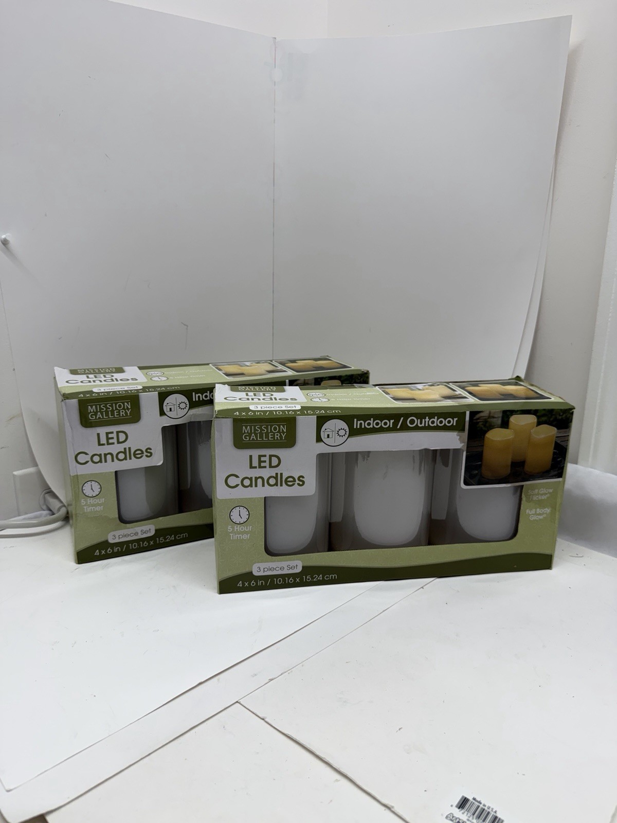 Mission Gallery LED Candles 4×6 Indoor Outdoor 5 Hour Timer 2 Sets 6 Candles