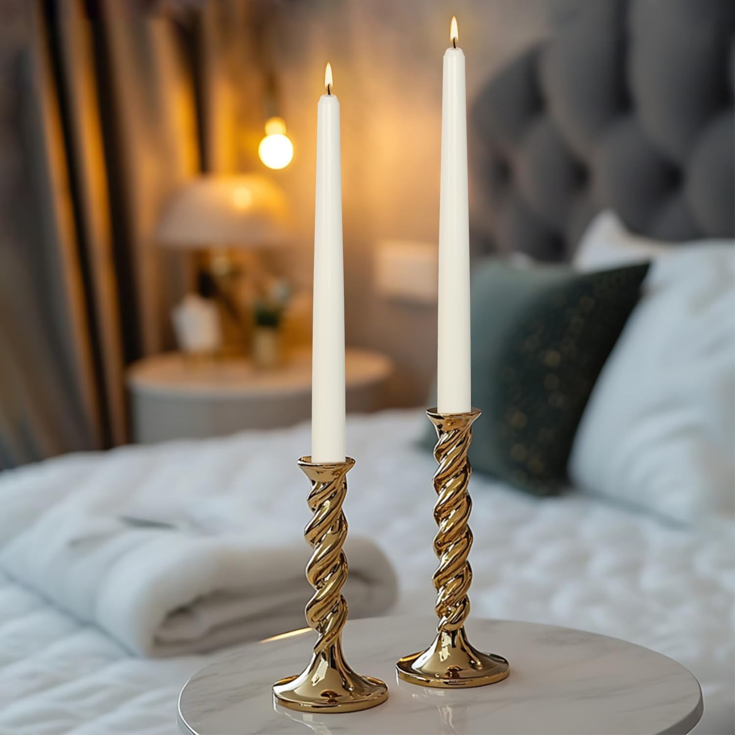 24 PCS 10 Inch White Taper Candles Dripless Smokeless Unscented Long Burning