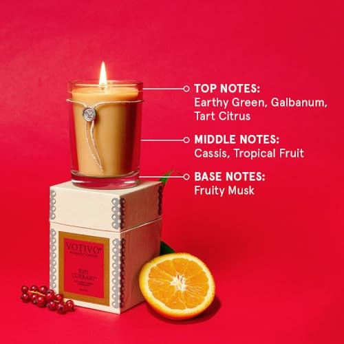 Votivo Red Currant 6.8 oz Aromatic Candle | Soy Wax Blend | Luxury Glass Jar