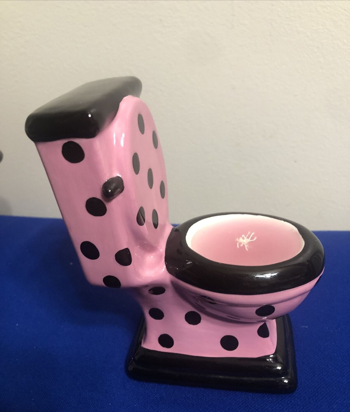 Ceramic Bathtub, Toilet & Sink Candle Set – Pink Polka Dot Design