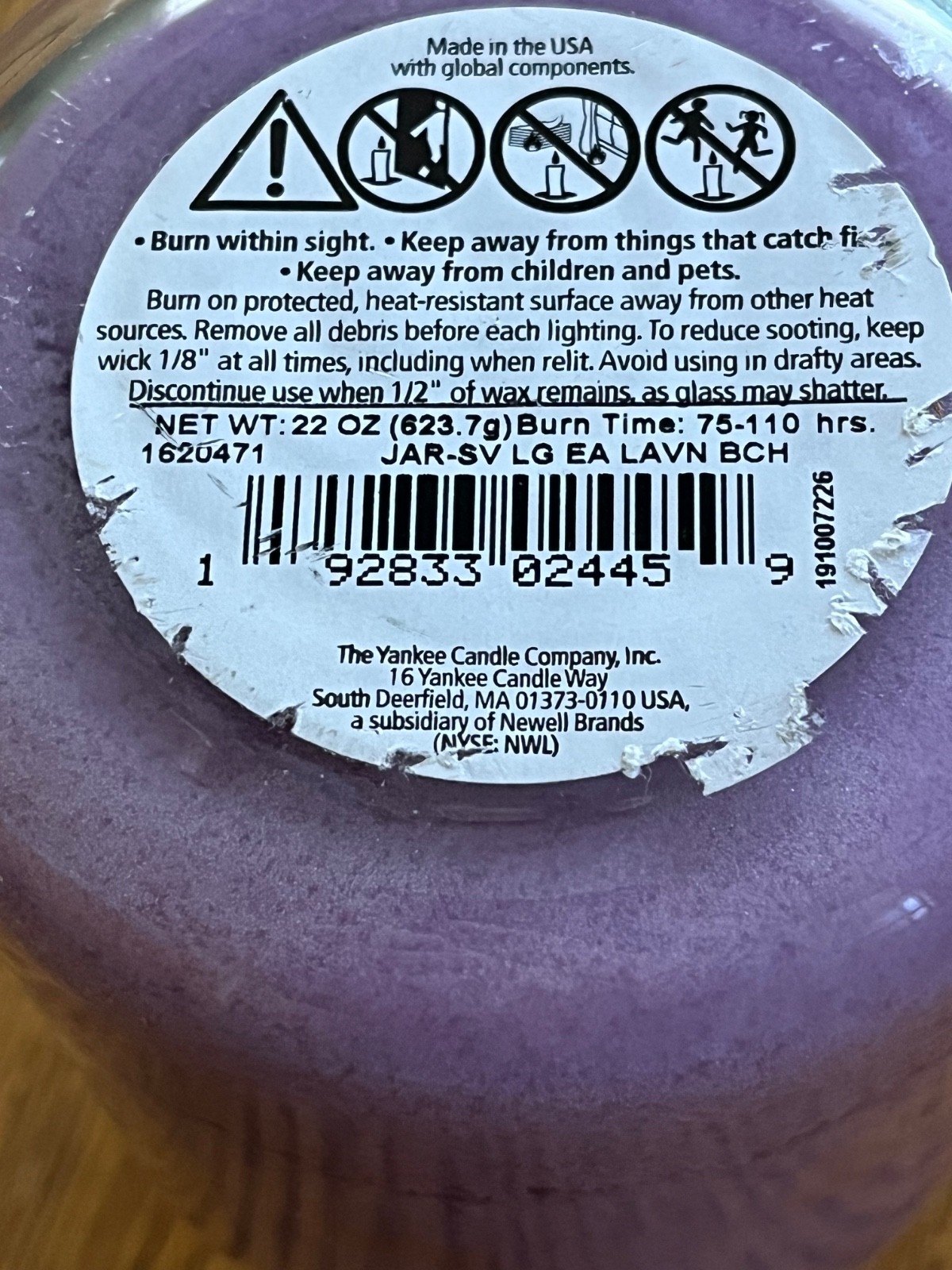 NEW YANKEE CANDLE LAVENDER BEACH LARGE JAR CANDLE 22 OZ 623G