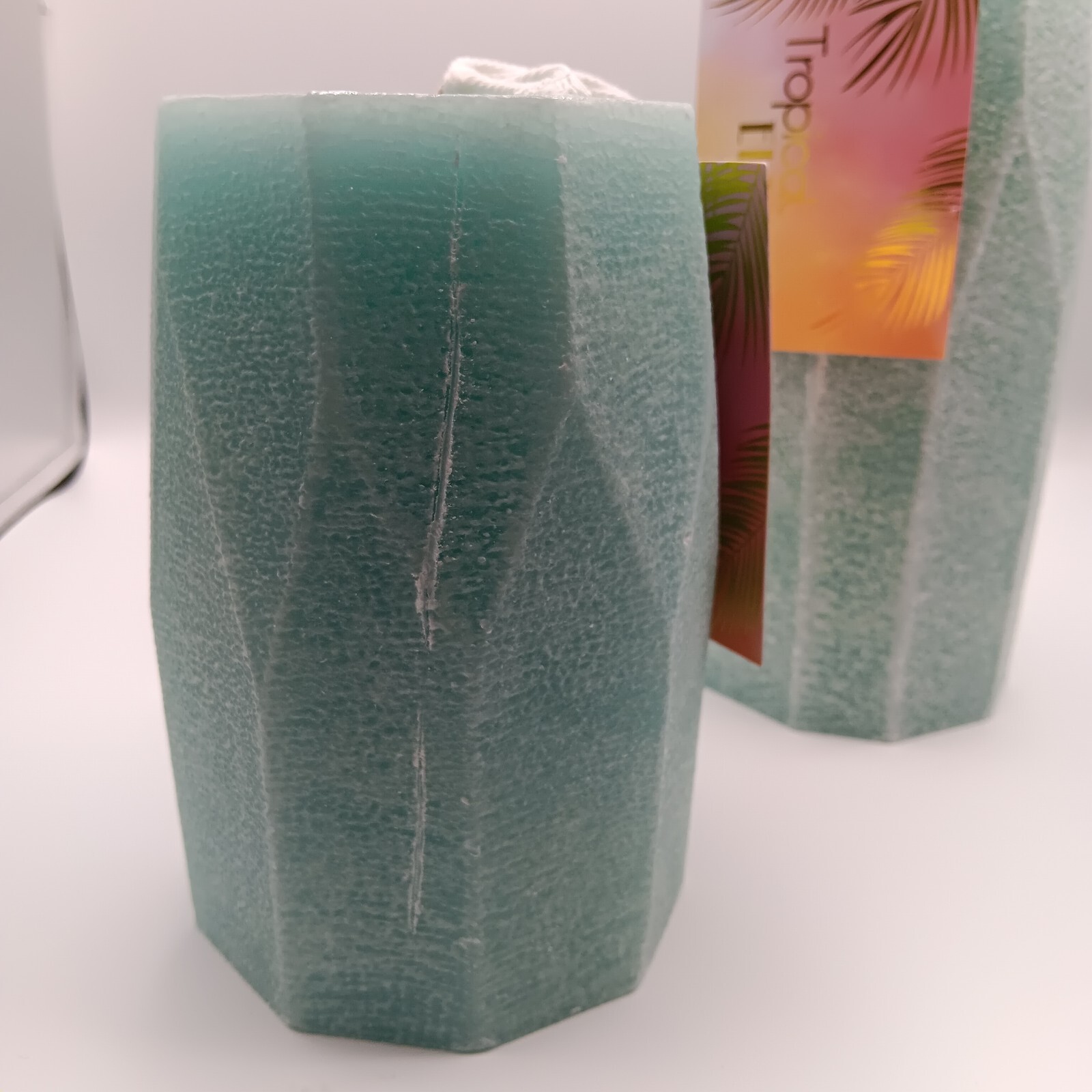 200 hour Geometric candle/ Pastal Green 2 pices set (4 in x 8 in) /(4 in x 6 in)