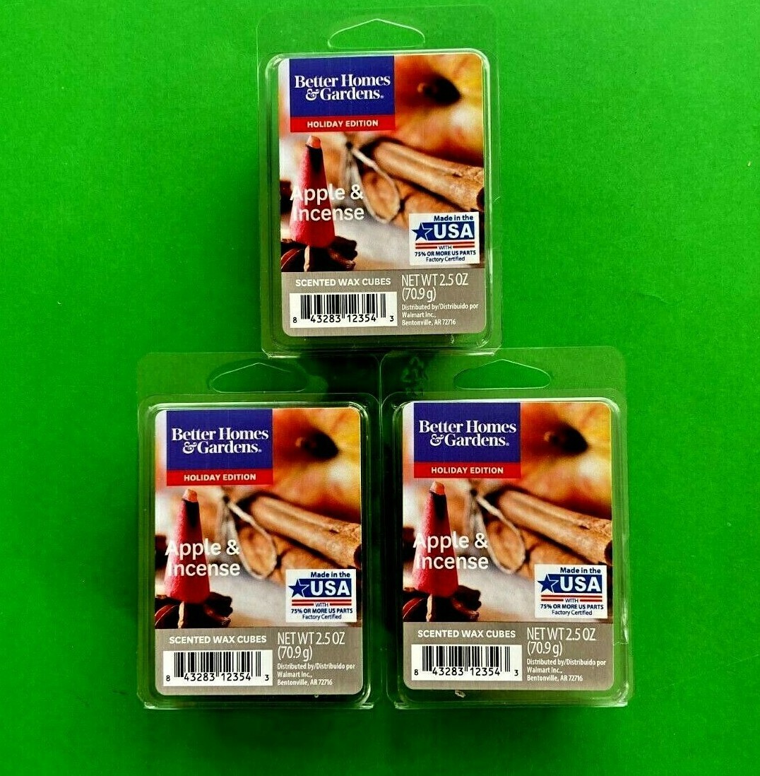 Better Homes and Gardens 3 PACKS Scented Wax Cube Apple and Incense 6 Count