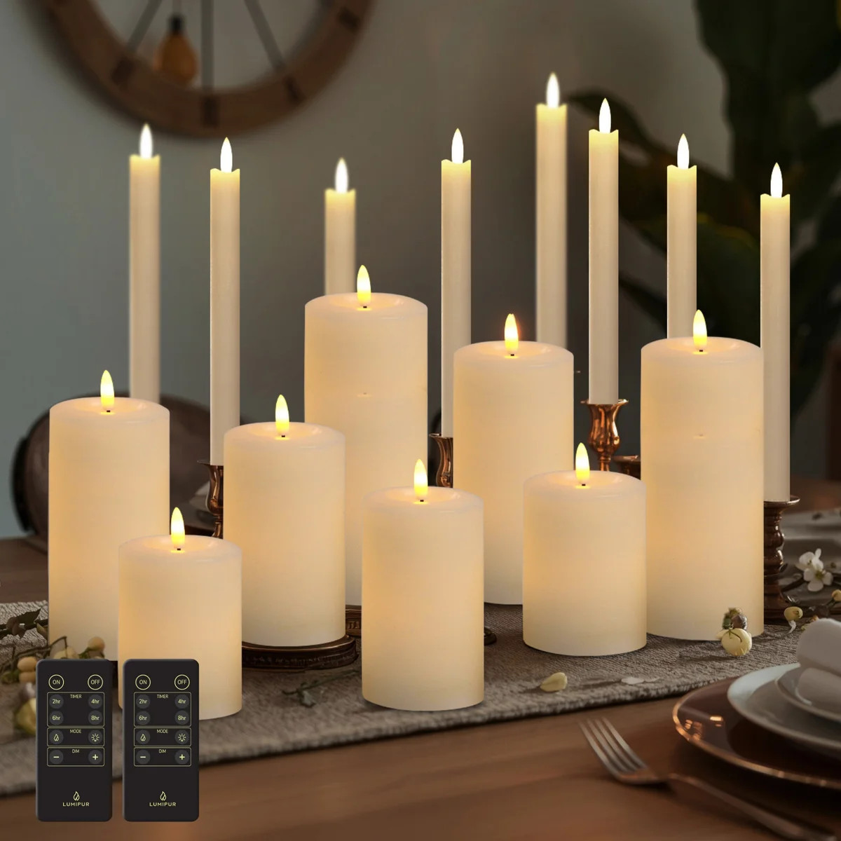 LumiPur 18‑piece Essentials Flameless LED Candle Centerpiece Collection