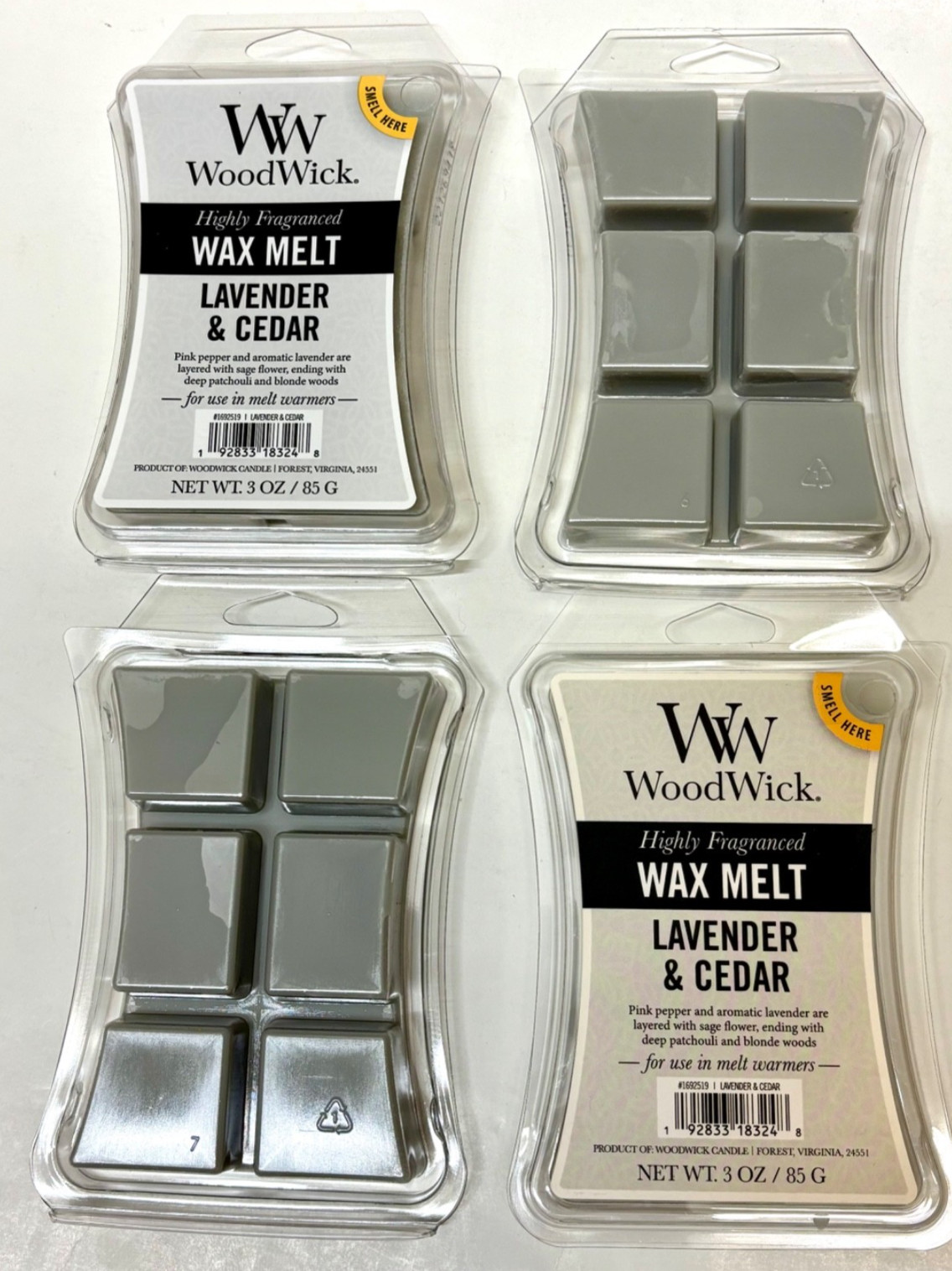 4 Pack WoodWick Highly Fragranced Wax Melts 85g. Free shipping