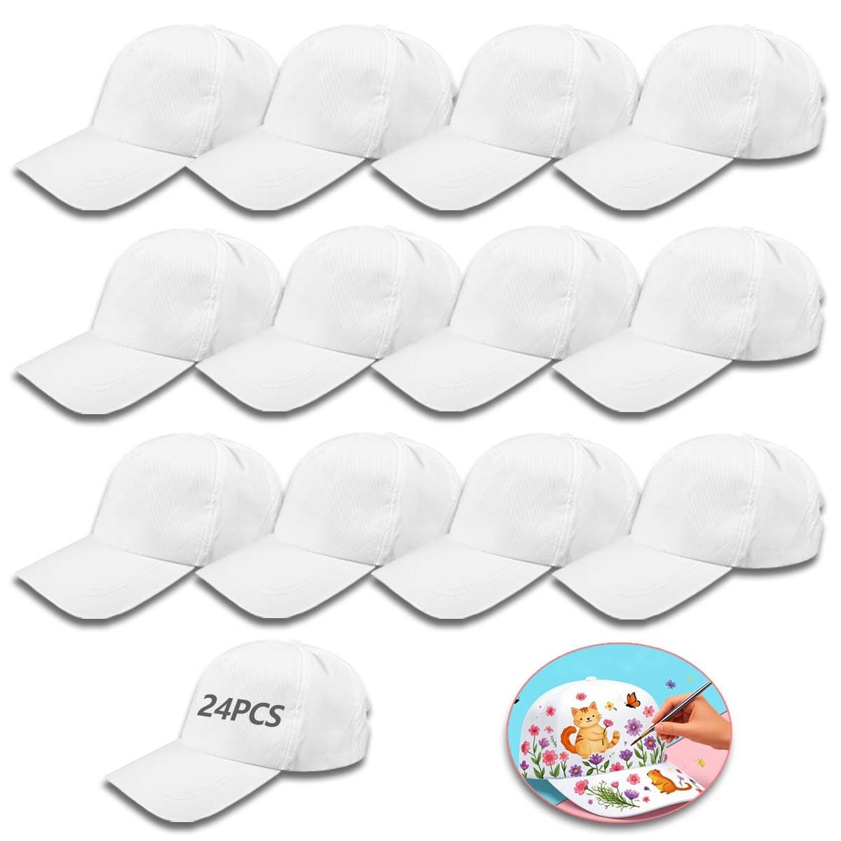 Bulk Adjustable Polyester Baseball Caps DIY Plain Hats For Party Outdoor Sports