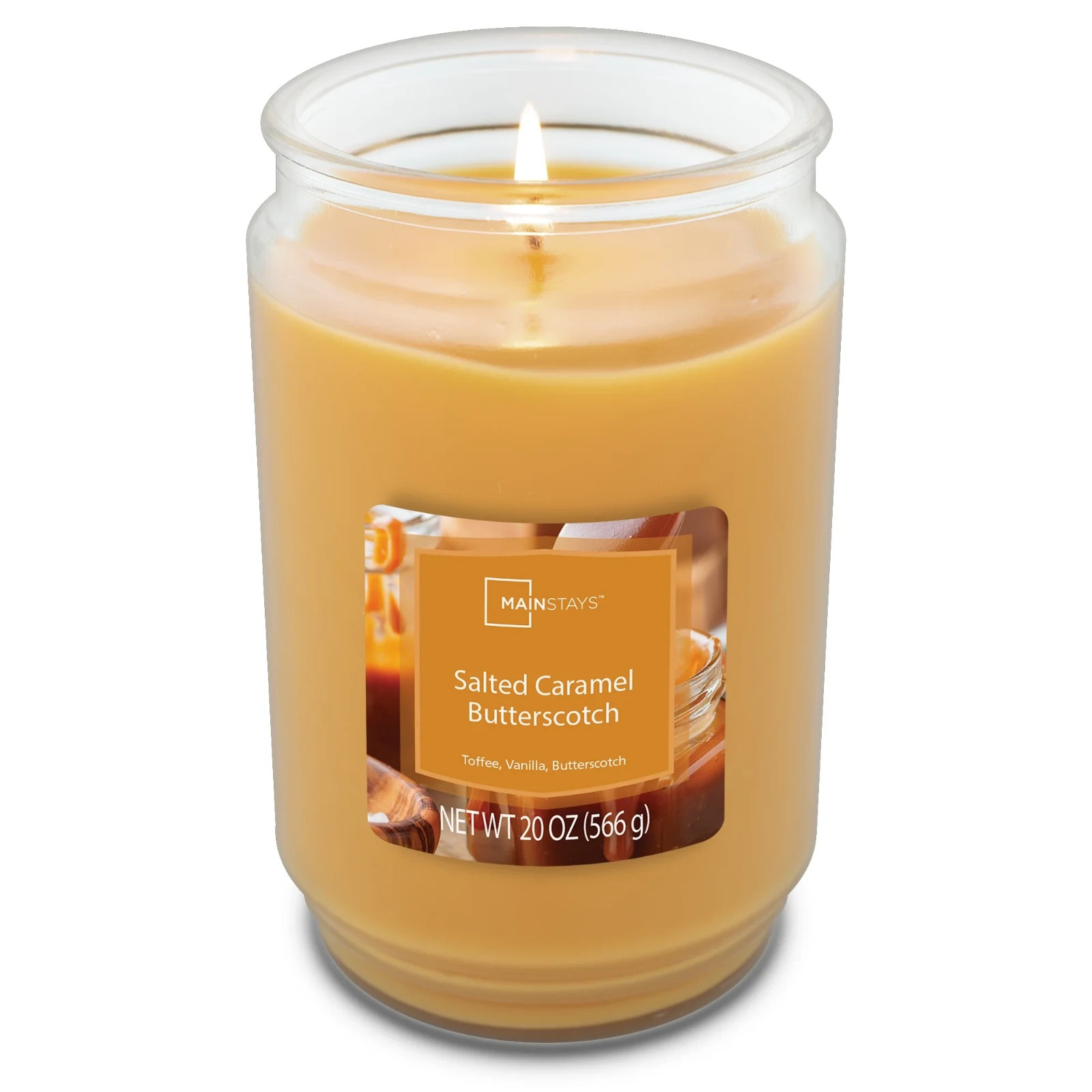 Mainstays Single-Wick Scented Glass Jar candle salted caramel Butterscotch……