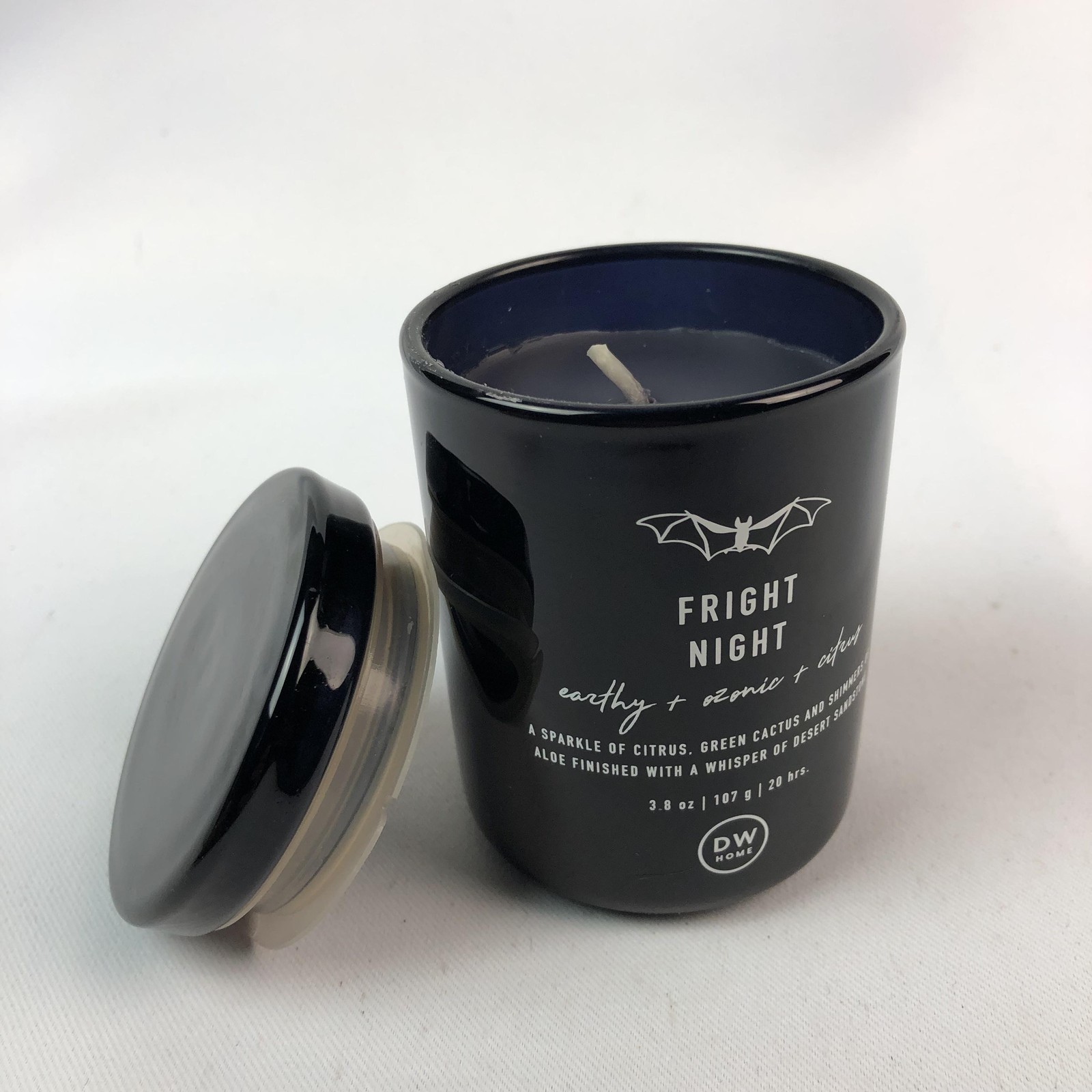 DW Home Fright Night Single Wick Candle Black Jar Mini 3.8 Oz Citrus Scented