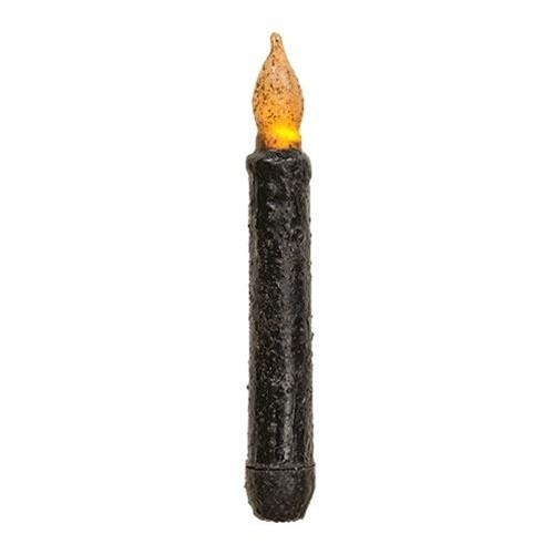 NEW PRIMITIVE BLACK TIMER TAPER CANDLE Grungy TEXTURE 6.5″ HALLOWEEN FARMHOUSE