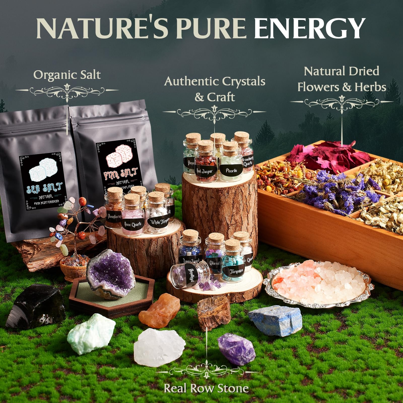 Witchcraft Kit: 150 Wiccan Supplies – Herbs, Crystals, Candles, Altar Tools