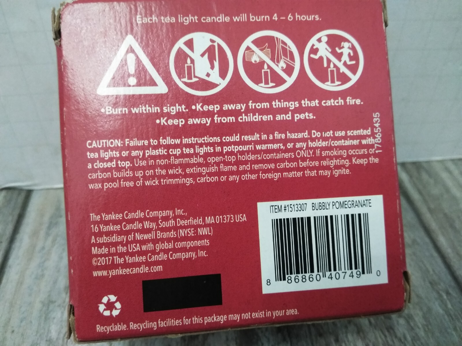 RETIRED YANKEE CANDLE BUBBLY POMEGRANATE TEA LIGHTS (10 UNIT IN BOX)