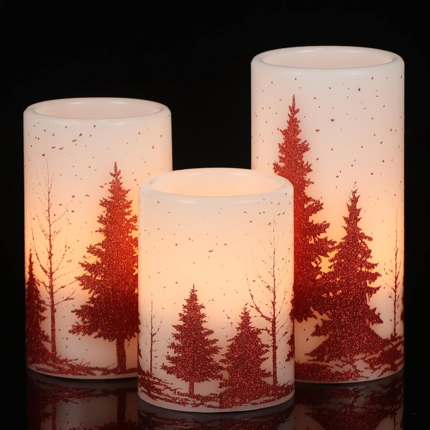 GenSwin Red Bird Glass Flameless Candles with Remote Timers, Battery Operated