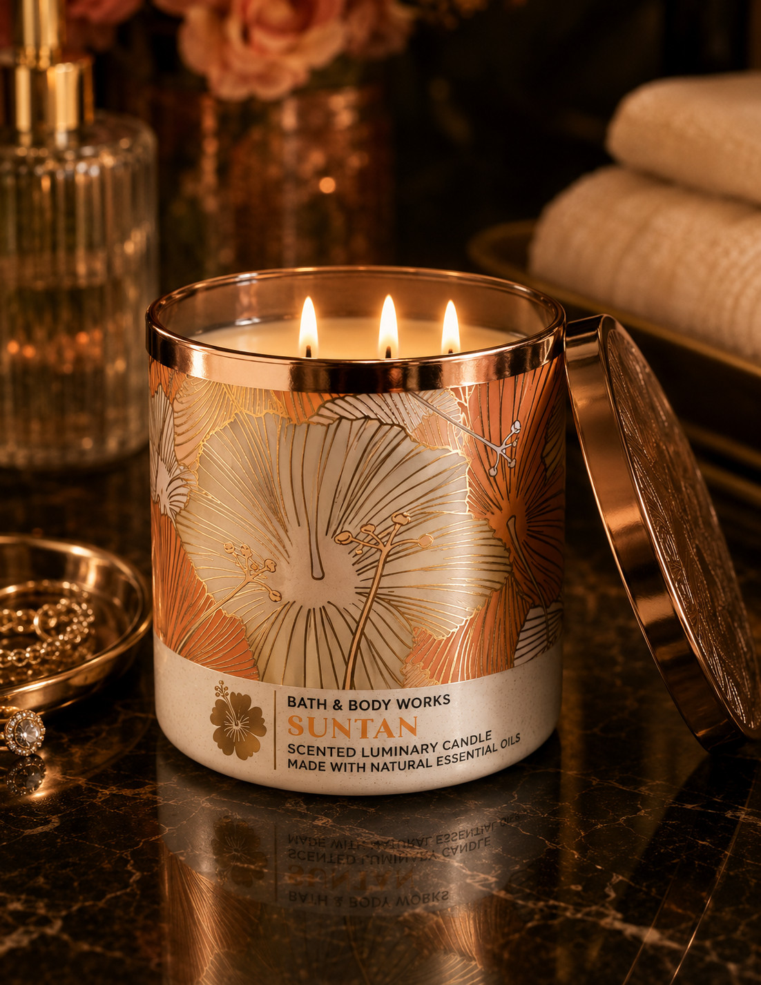 BATH & BODY WORKS SUNTAN 3-Wick 14.5 oz Large Jar Scented Candle