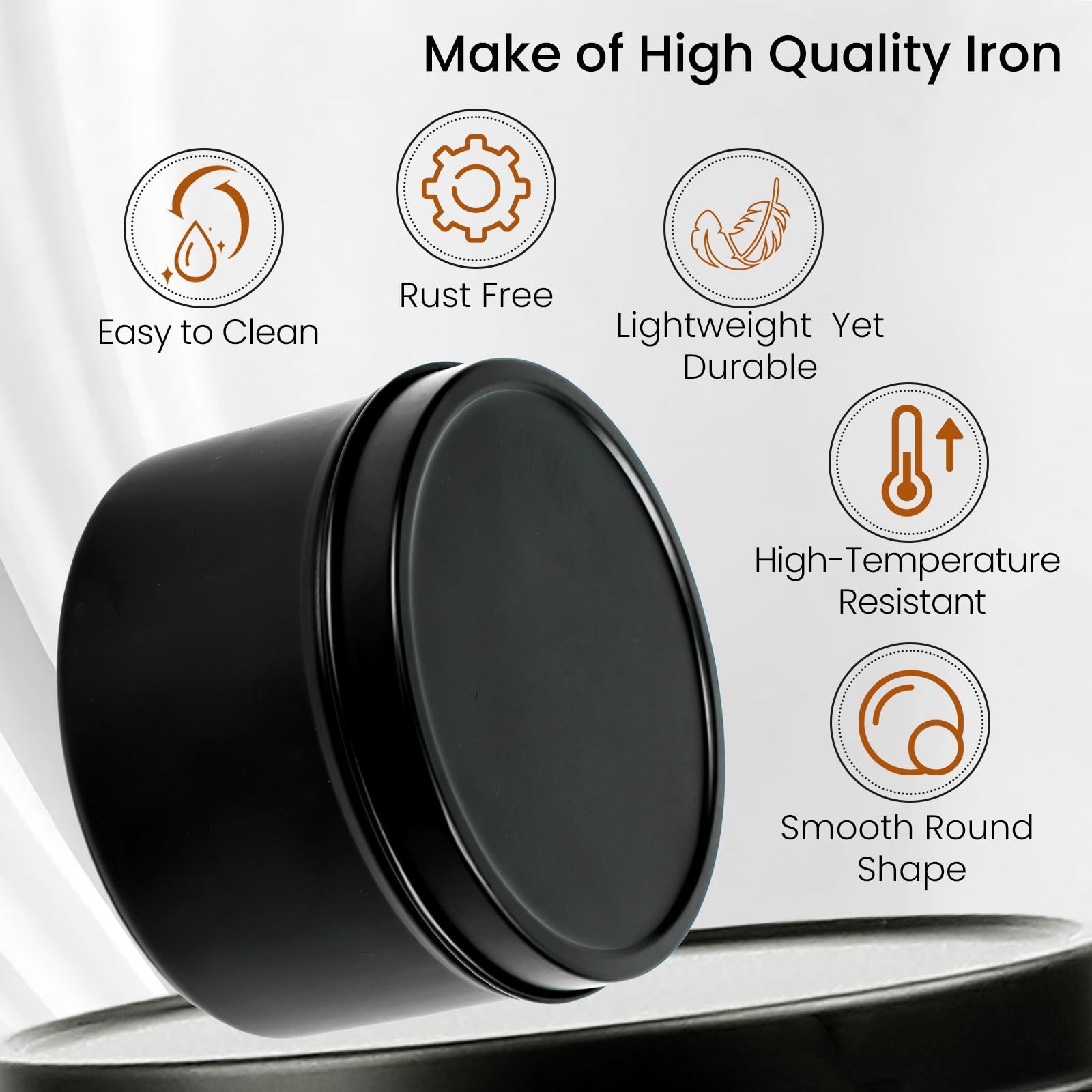 48 Pack Matte Black Candle Tins – 24x8oz & 24x4oz Containers for Candle Making,