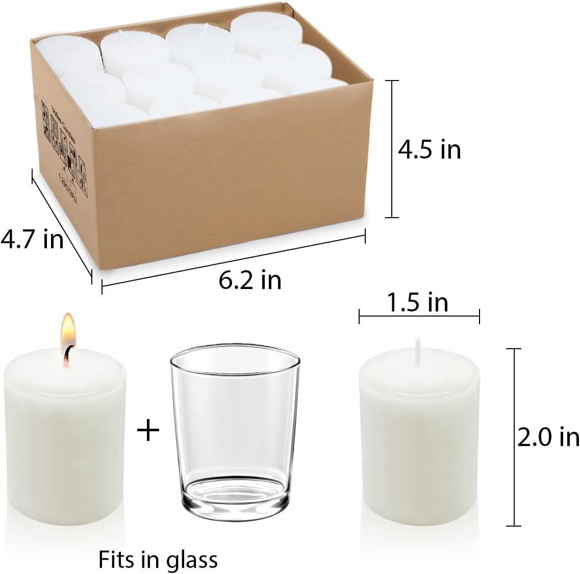 12 Hours White Votive Candles for Weddings Parties Spa Birthdays and Baby Shower
