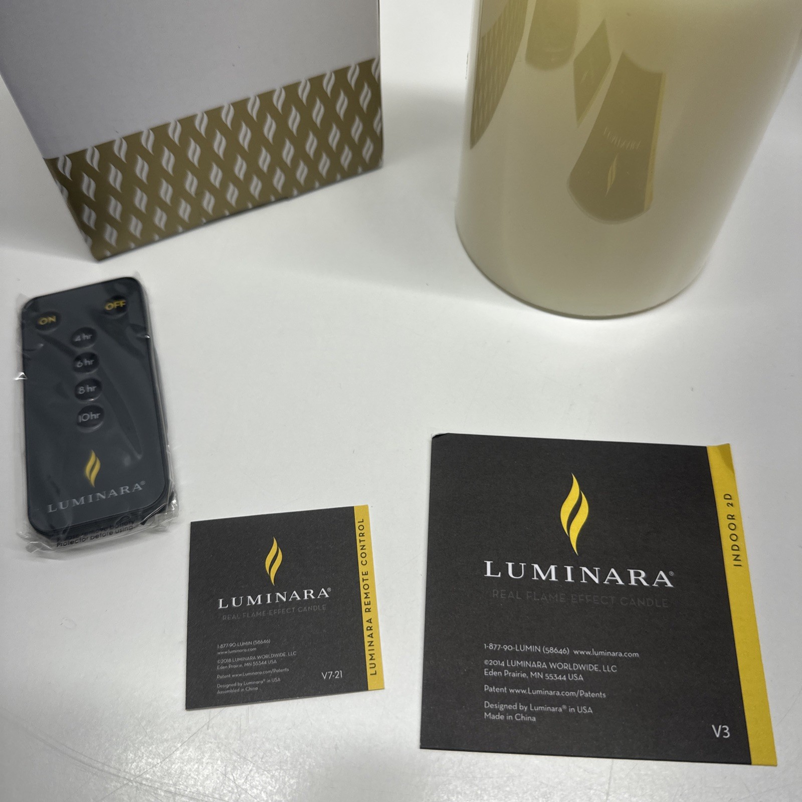 Luminara Candle Real Flame Effect Unscented Flameless Ivory Remote New 5.5” Tall