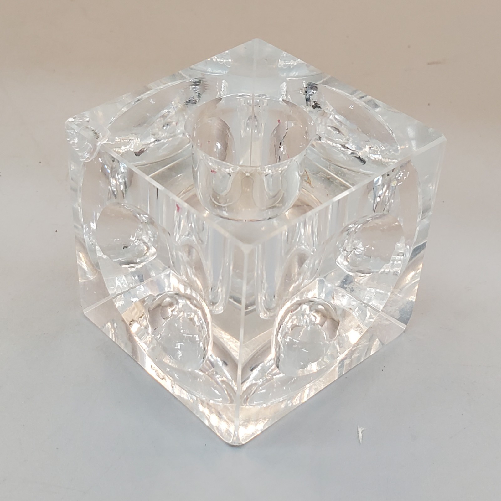 Ice Cube Candle Holders Set of 6 Glass Mid Century Modern MCM Vintage