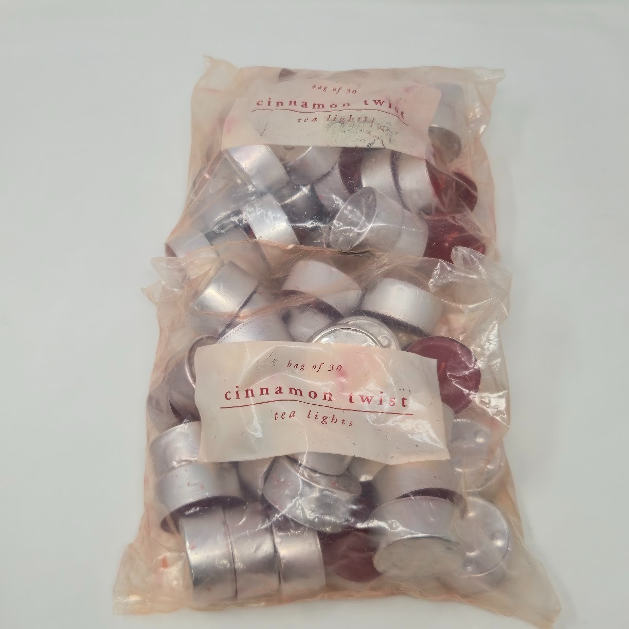 Vintage Pier 1 Imports Cinnamon Twist Tea Lights 2 Bags of 30 (60 Total) Germany