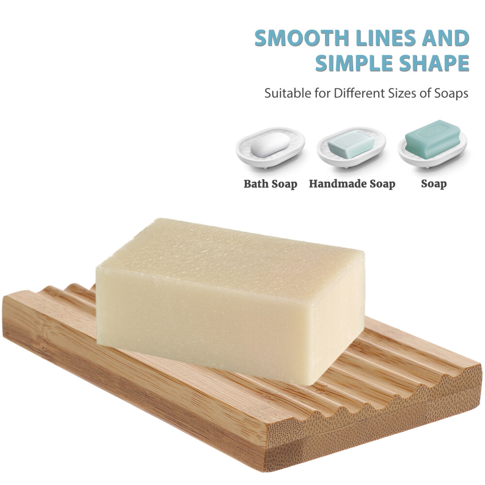 2pcs Tray Bamboo Dish Soap Holder Bamboo Soap Dish Bar Soap Holder