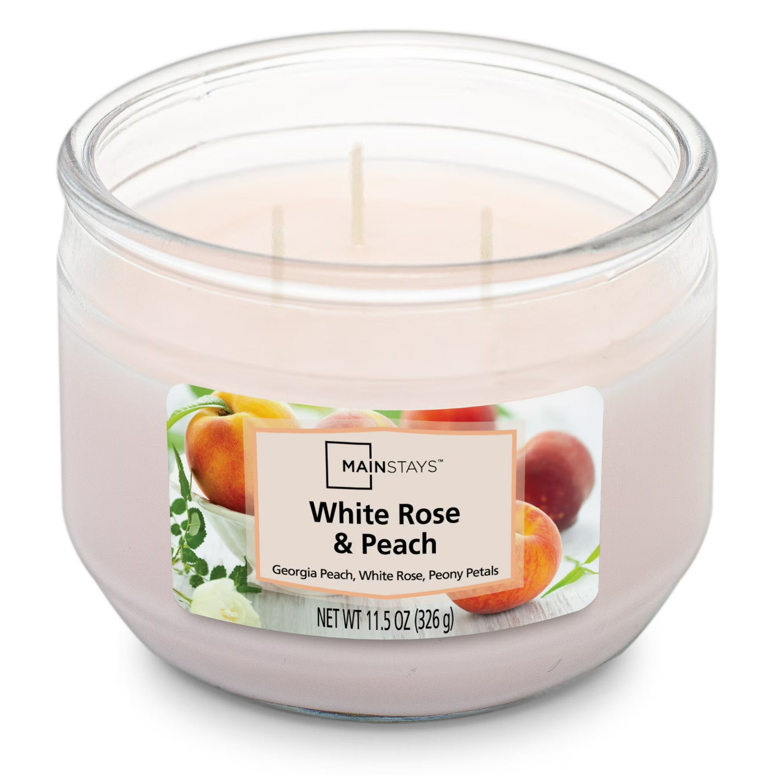 (2 pack) Mainstays White Rose & Peach 3 wick candle 11.5 oz….