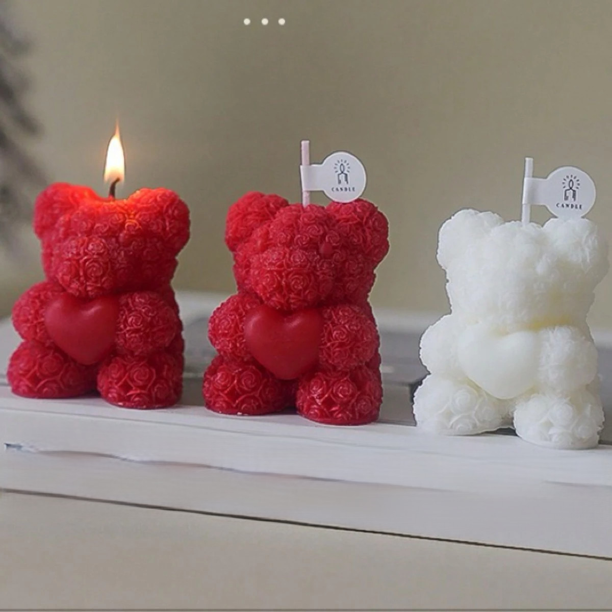 1pc Valentines Rose Bear Candle Aromatherapy Lovely Decoration Partner Hand Gift