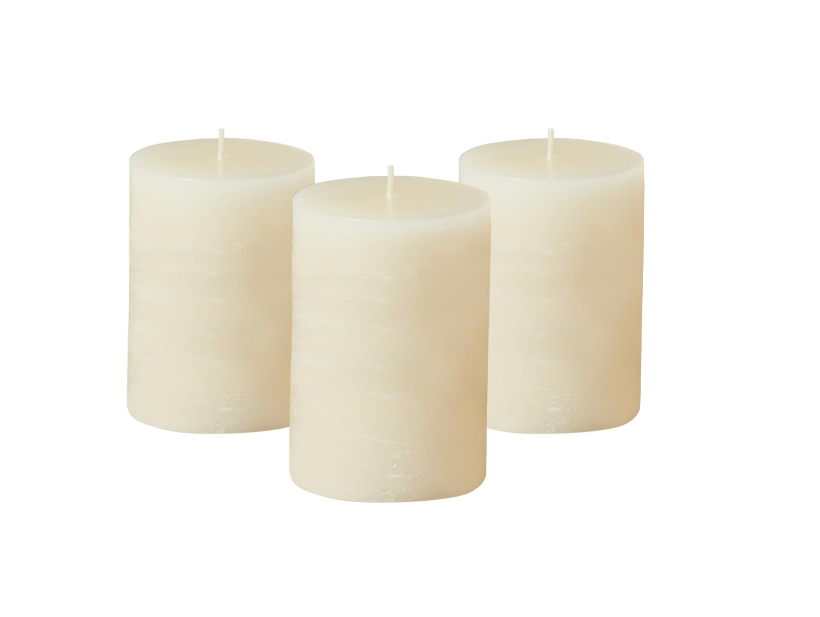 Simply Soson 3×4 Ivory Rustic Pillar Candles Bulk, Dripless Clean Long Burning C