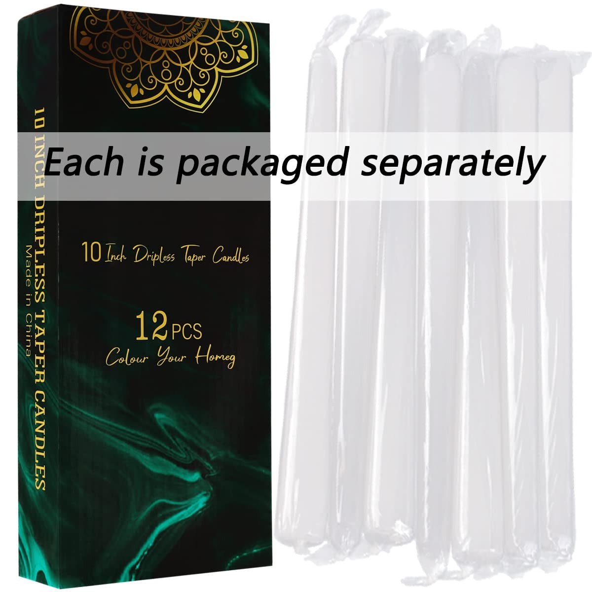 Dripless Taper Candles – Unscented White Candles Bulk Candle Sticks Long Burning