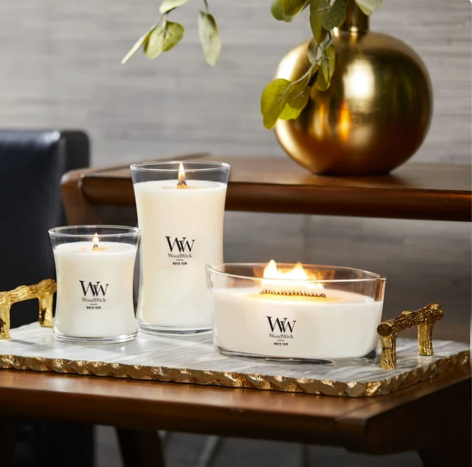 2 Pack WoodWick Ellipse Scented Candle, White Teak, 16 oz