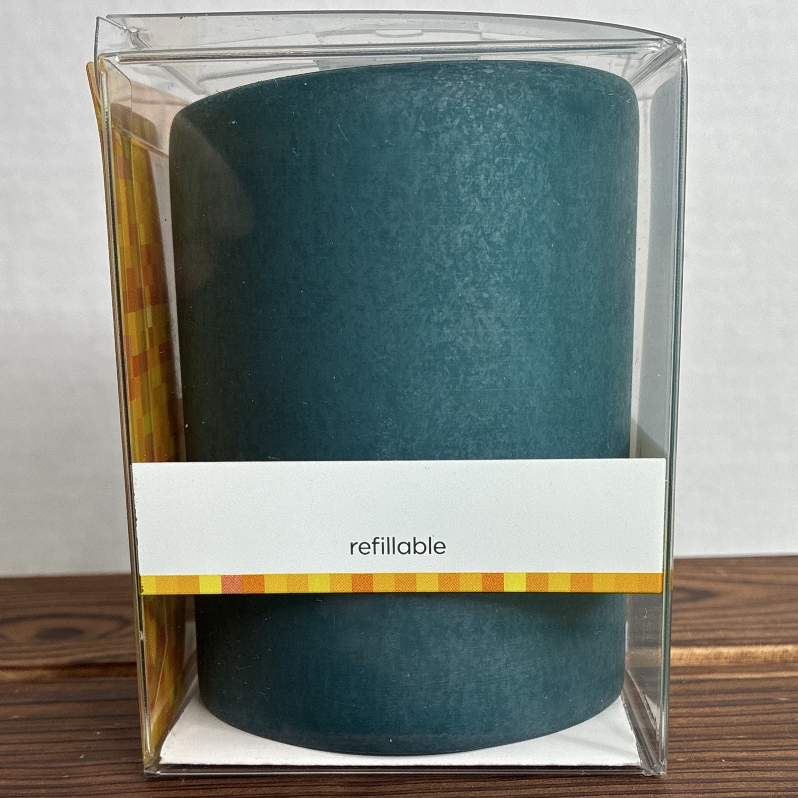 Lucid Refillable Teal Round Pillar Candle 3in x 4in Wax LC10033