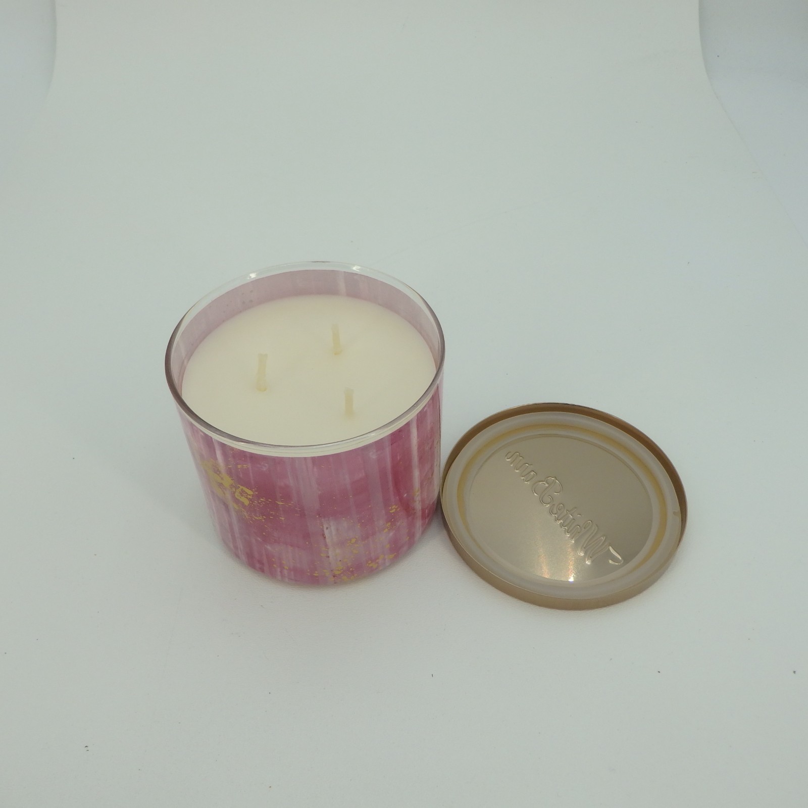 (1) Bath & Body Works White Barn Gold Pink Tea Rose 3-wick Candle 14.5oz New
