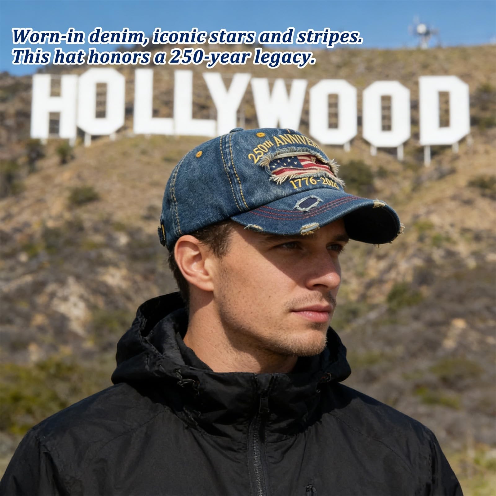 250th Anniversary Distressed Casual Cap, United States 250th Anniversary Hat …