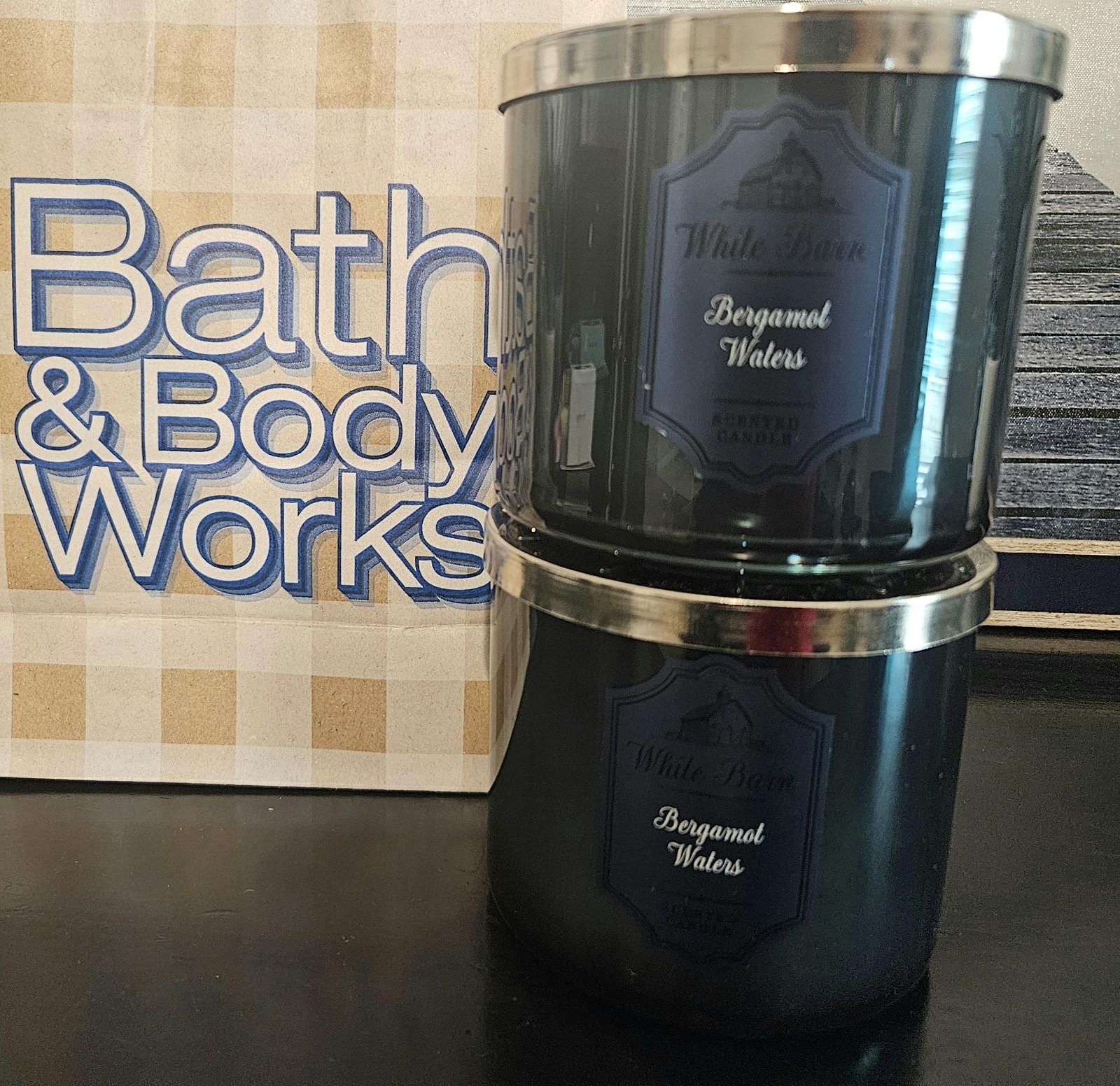 2 NEW White Barn Bergamot Water 3 Wick Scented Candle 14.5oz Bath And Body Works