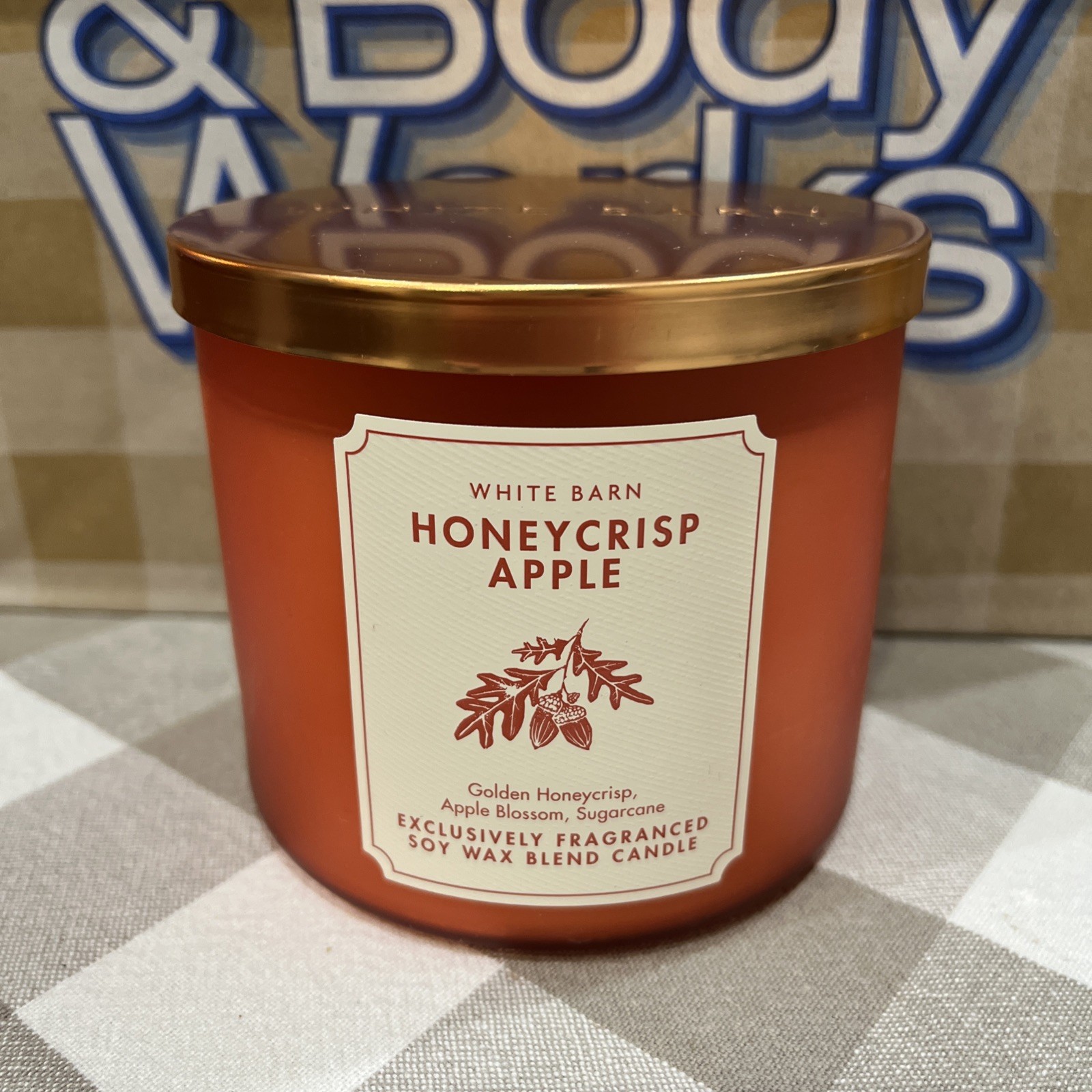 Bath & Body Works HONEYCRISP APPLE 🍎 Scented 3 Wick CANDLE 25-45 Hrs DELICIOUS