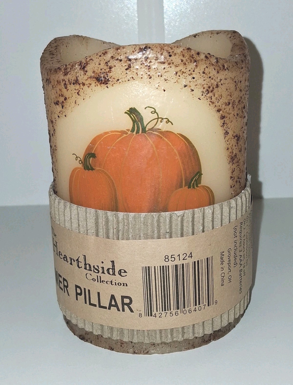 The HEARTHSIDE COLLECTION NEW Pumpkin LED Wax Pillar Candle w/ Timer, AAA 5×3