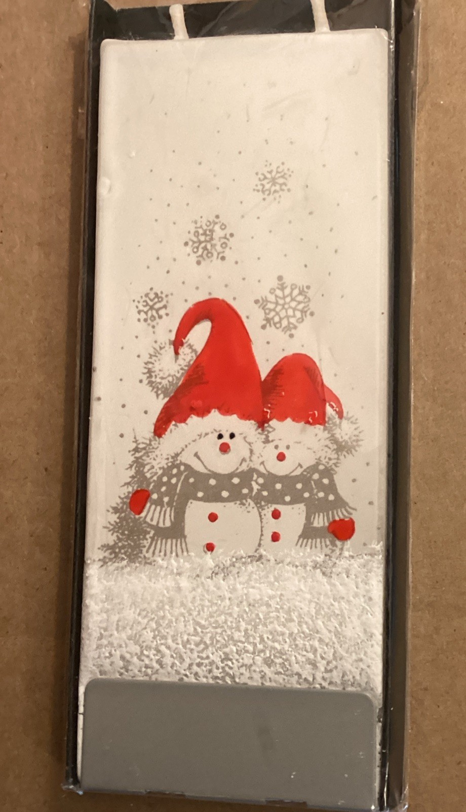 Flatyz Handmade Twin Wick Unscented Thin Flat Candle Dripless Snowmen