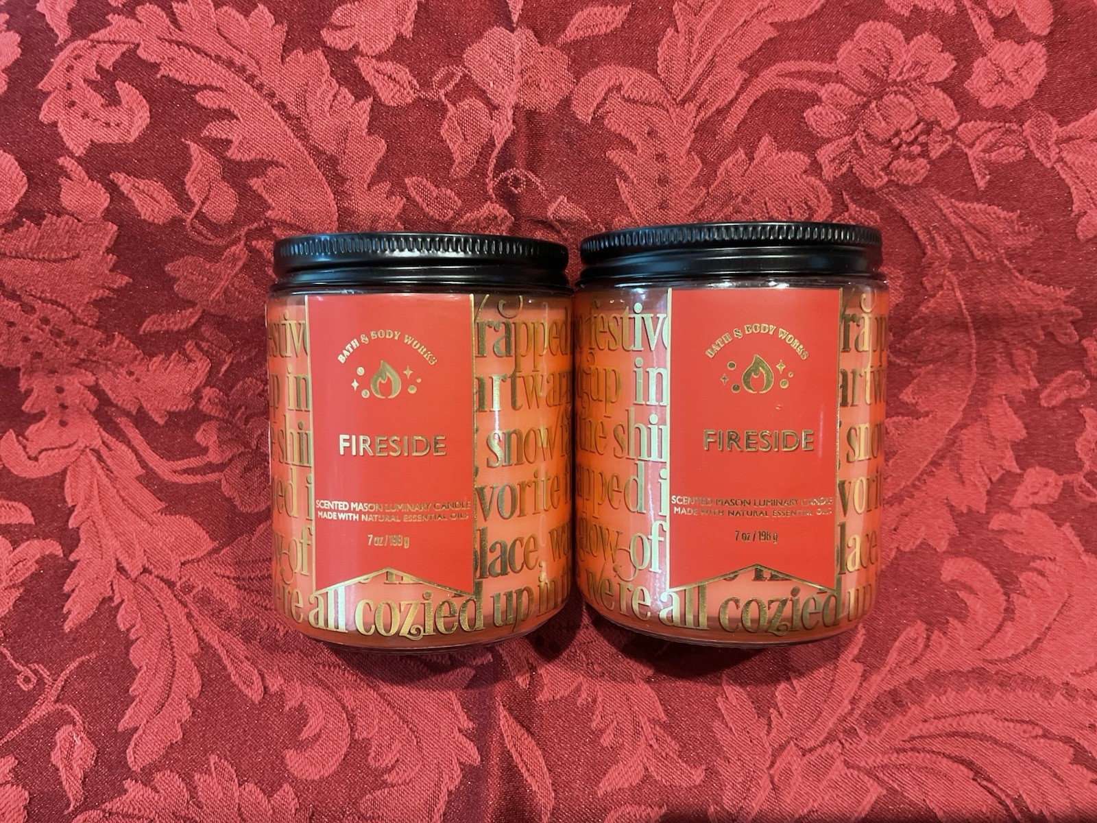 Bath & Body Works Fireside Single Wick 7 Oz Candle x2