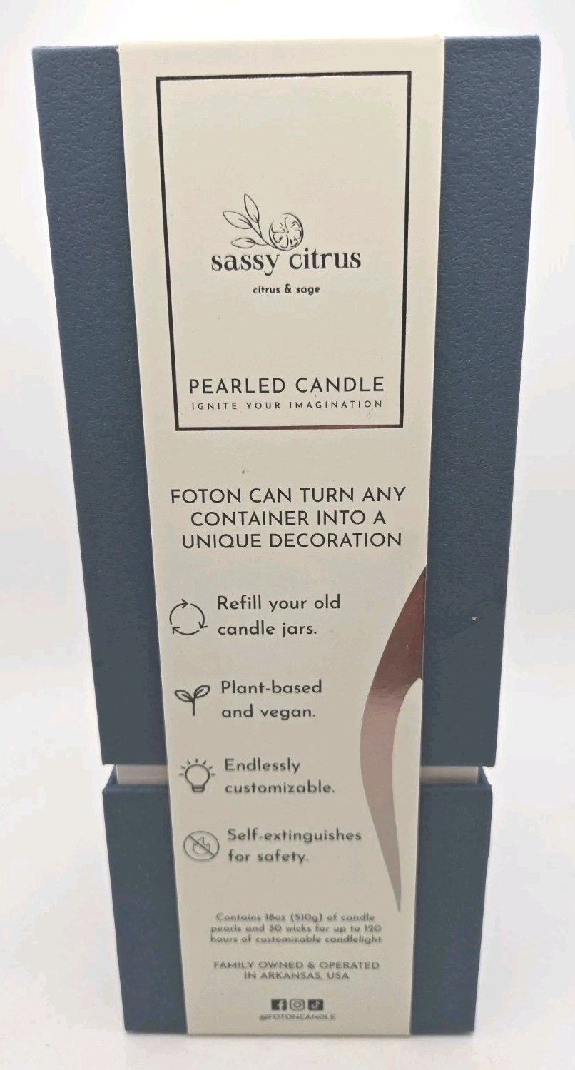 Foton Pearled Candle Sassy Cirtus Citris & Sage w/ 30 Wicks MADE IN USA