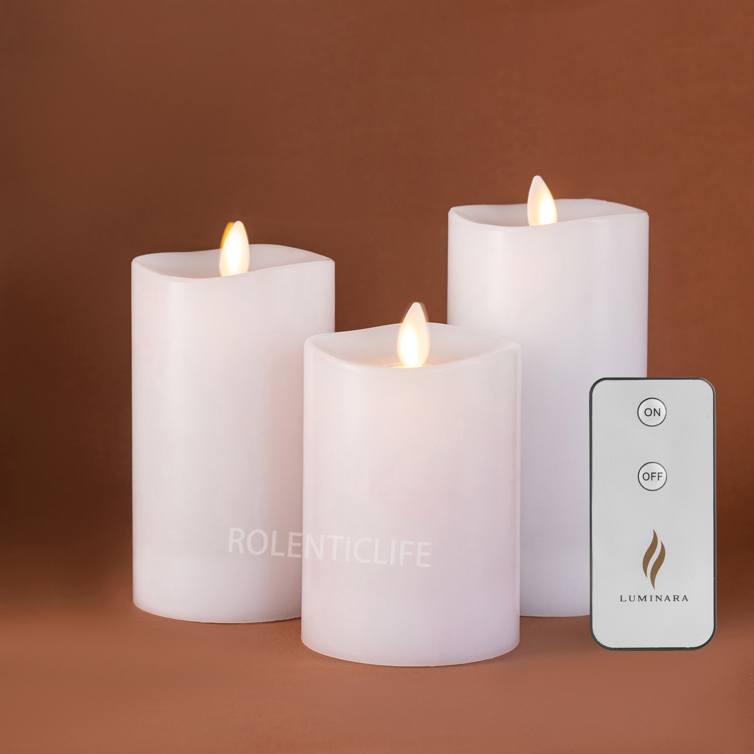 Luminara Flameless Unscented Real Wax LED Candle-with Remote Mobile Wick-3pcs