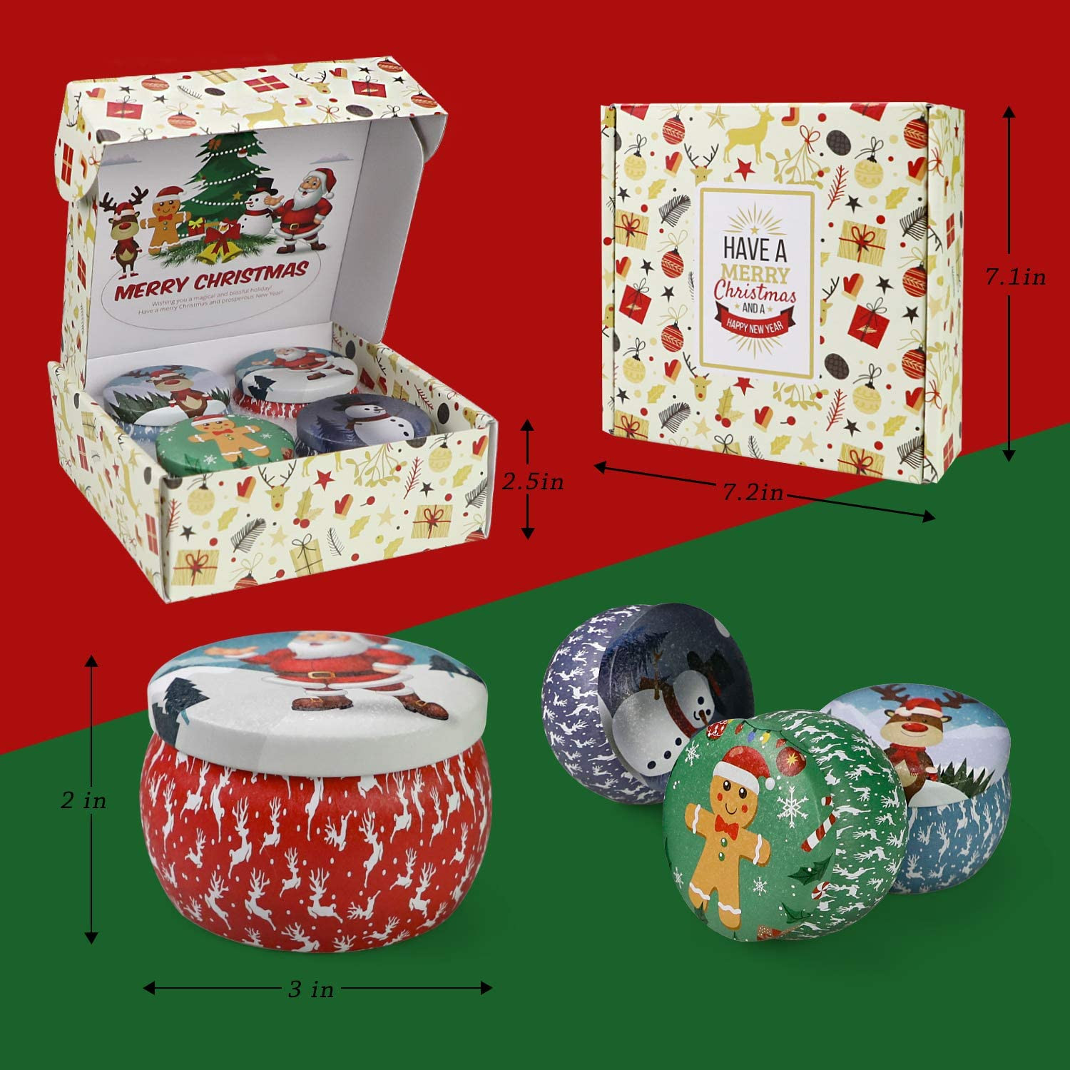 Christmas Candles Gifts for Women, 4 Pack Scented Candles Set,120 Hour Long Last
