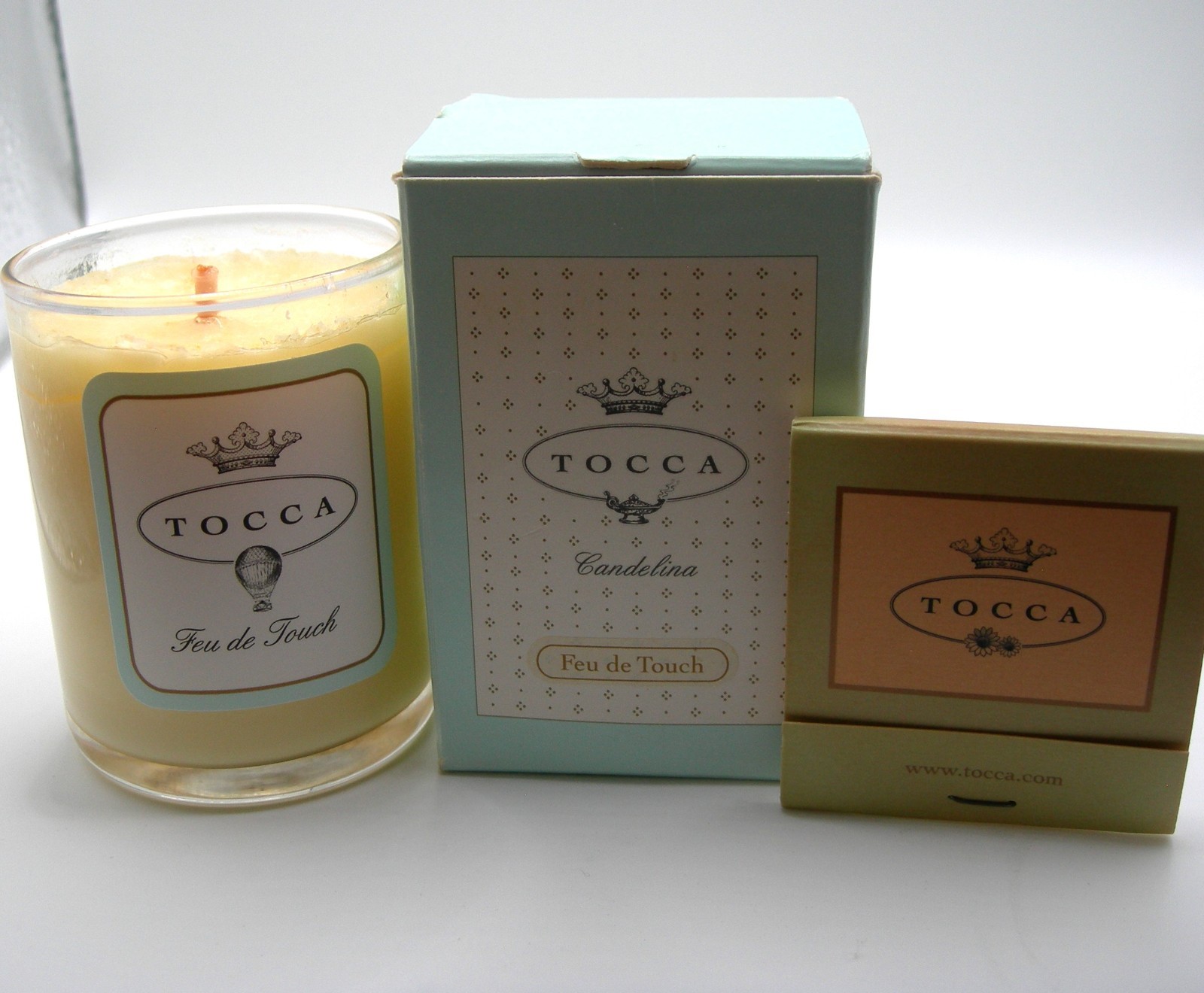 Vintage Tocca Candelina Feu de Touch Candle & Matchbook Set 2.85 gr 20 hour burn